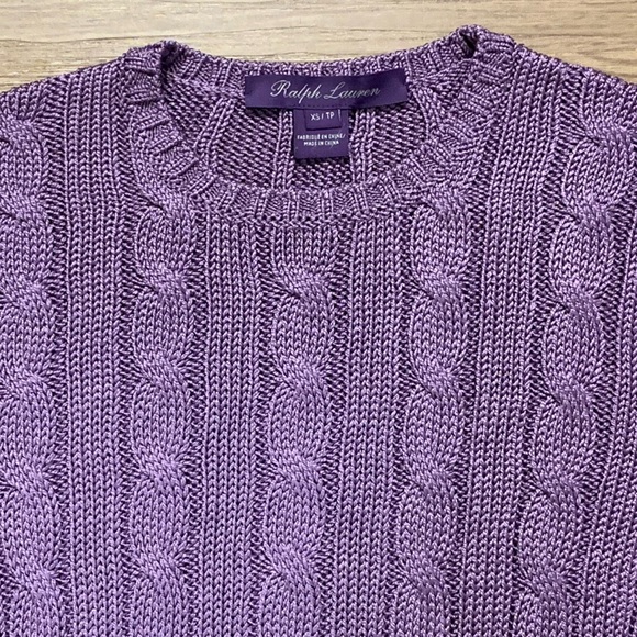 NEW Ralph Lauren Purple Label COLLECTION Cable-Knit Silk Crew Sweater Size XS - Picture 10 of 16